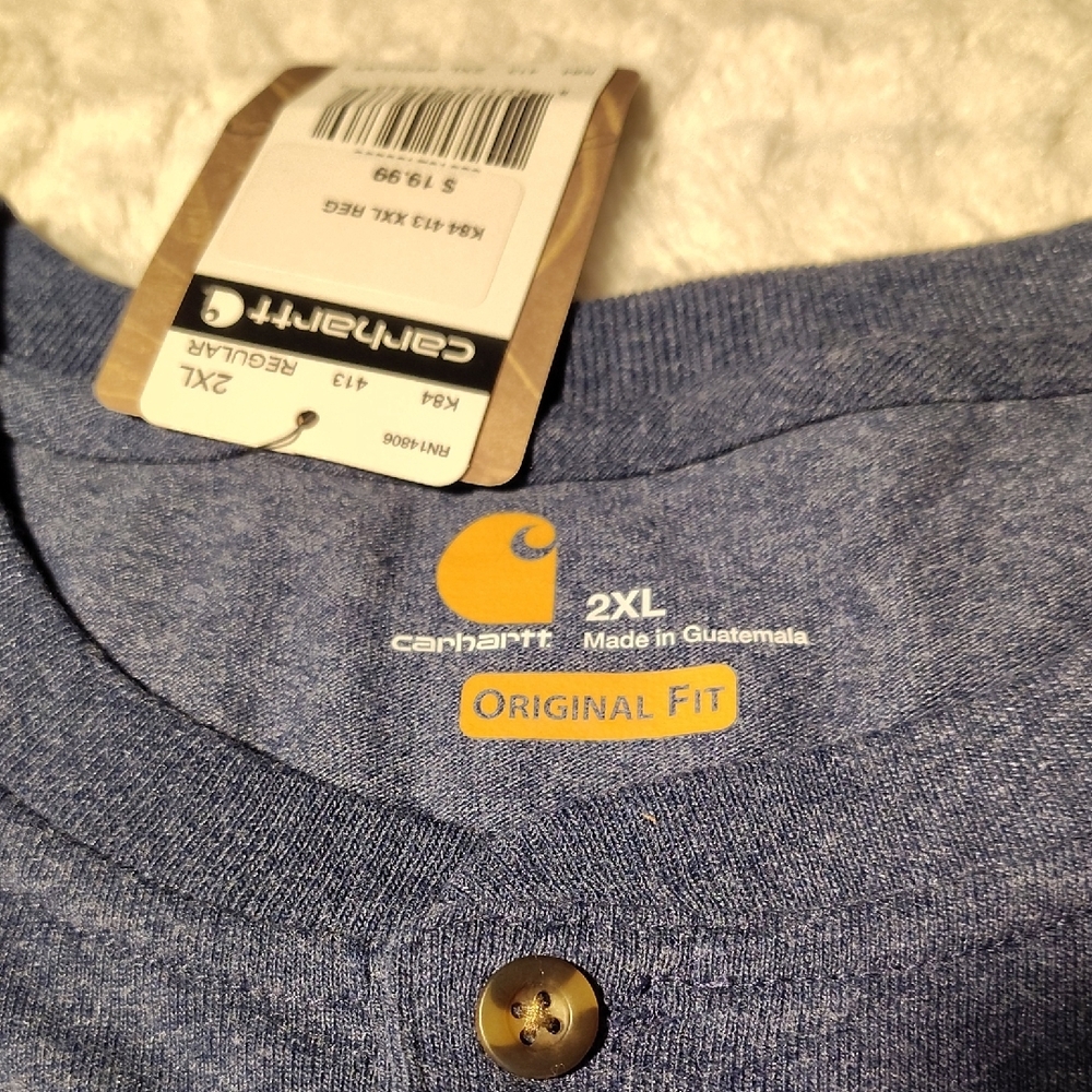 Carhartt Men's Blue Henley Shirt - Picture 3 of 3